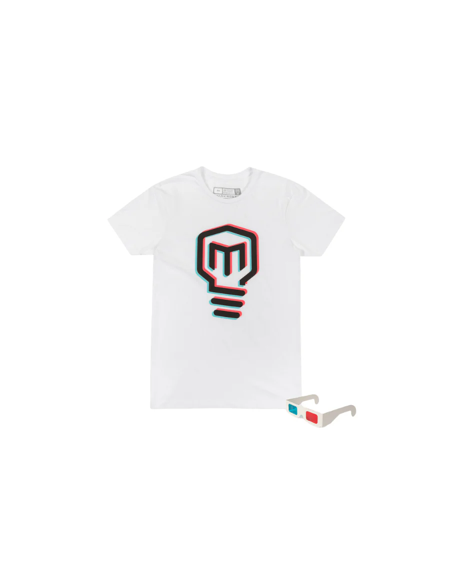 Mark Rober Retro 3D Logo T-Shirt + 3D Glasses (White)